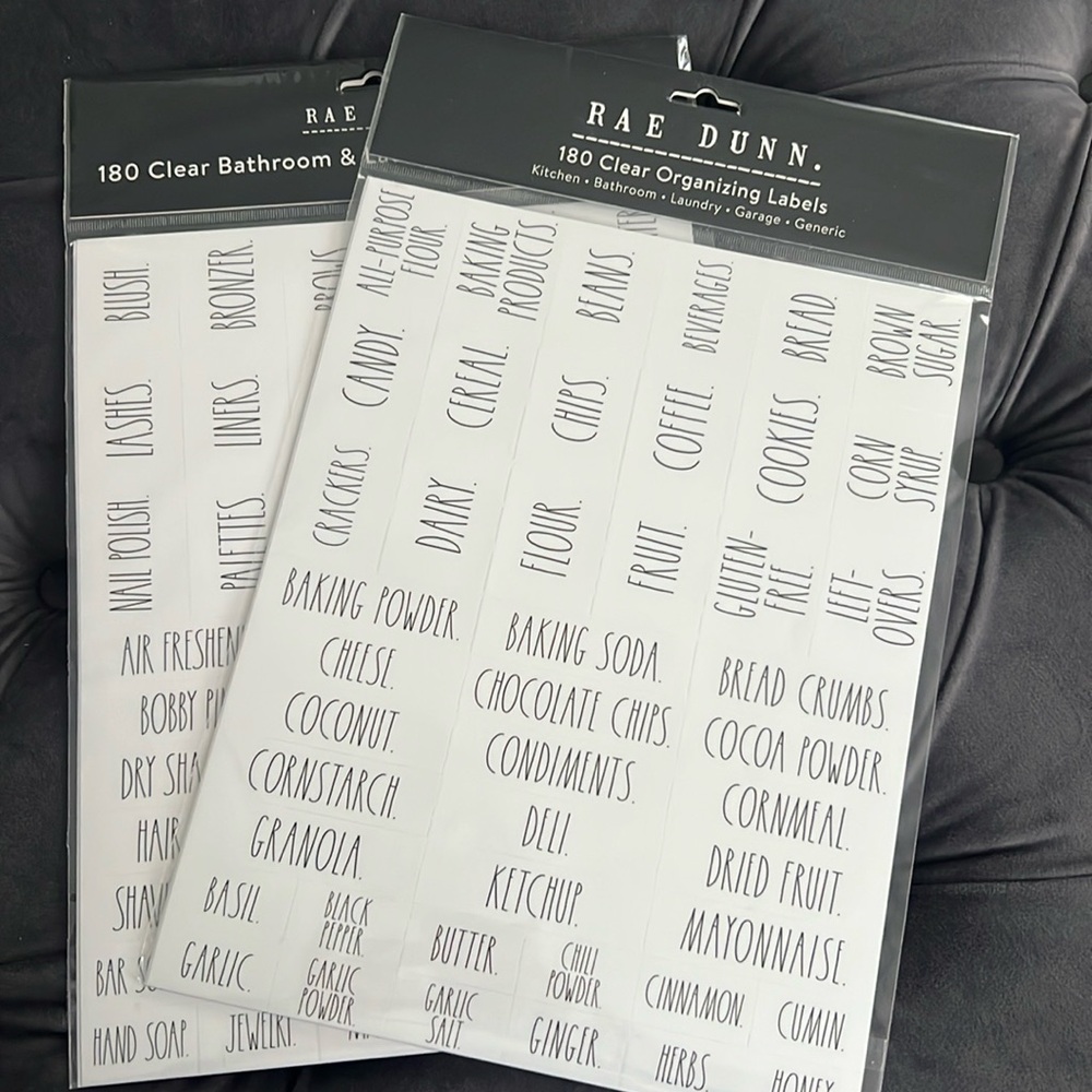 Set of 2 Rae Dunn 180 Clear Organizing Labels Bathroom Laundry Kitchen Garage